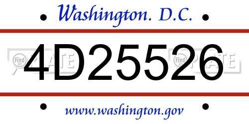 4D25526 District Of Columbia License Plate