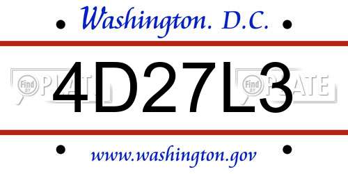 4D27L3 District Of Columbia License Plate