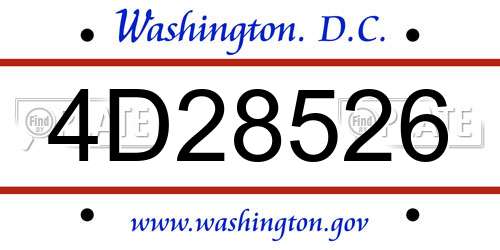 4D28526 District Of Columbia License Plate