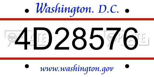 4D28576 District Of Columbia License Plate