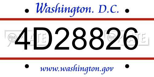 4D28826 District Of Columbia License Plate