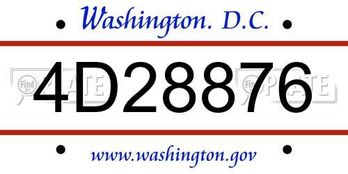 4D28876 District Of Columbia License Plate