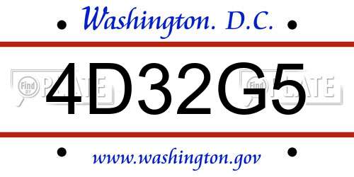 4D32G5 District Of Columbia License Plate