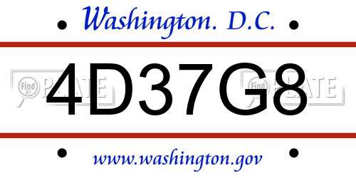 4D37G8 District Of Columbia License Plate