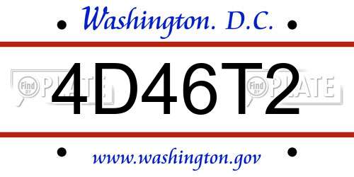 4D46T2 District Of Columbia License Plate