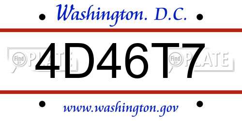 4D46T7 District Of Columbia License Plate