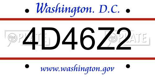 4D46Z2 District Of Columbia License Plate