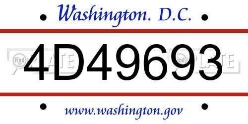4D49693 District Of Columbia License Plate