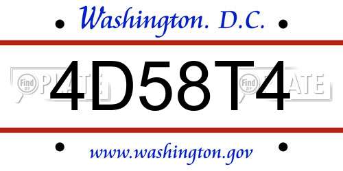4D58T4 District Of Columbia License Plate