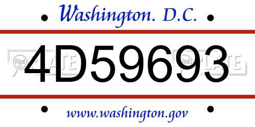 4D59693 District Of Columbia License Plate