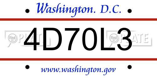 4D70L3 District Of Columbia License Plate