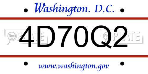 4D70Q2 District Of Columbia License Plate