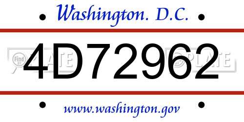 4D72962 District Of Columbia License Plate