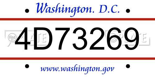 4D73269 District Of Columbia License Plate