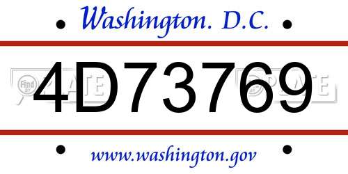 4D73769 District Of Columbia License Plate