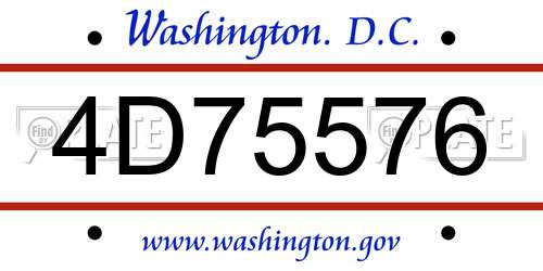 4D75576 District Of Columbia License Plate