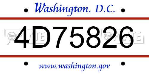 4D75826 District Of Columbia License Plate
