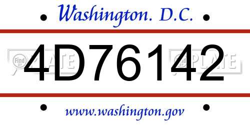 4D76142 District Of Columbia License Plate