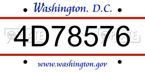 4D78576 District Of Columbia License Plate