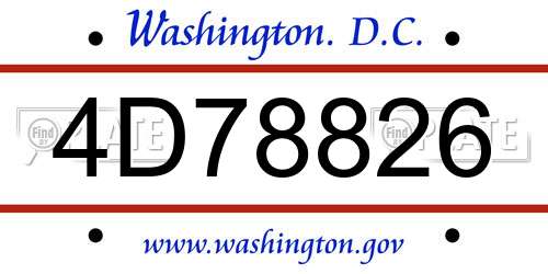 4D78826 District Of Columbia License Plate