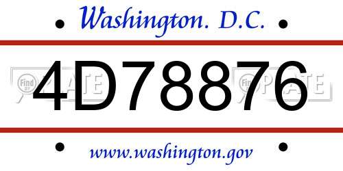 4D78876 District Of Columbia License Plate