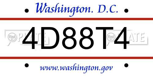 4D88T4 District Of Columbia License Plate