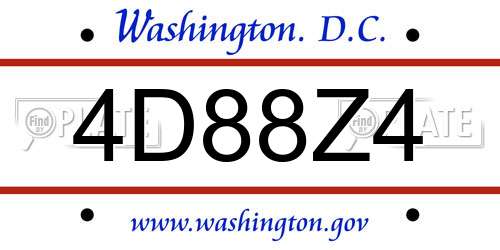 4D88Z4 District Of Columbia License Plate