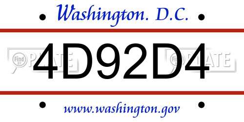 4D92D4 District Of Columbia License Plate