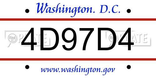 4D97D4 District Of Columbia License Plate