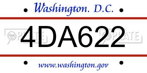 4DA622 District Of Columbia License Plate
