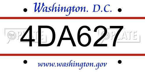 4DA627 District Of Columbia License Plate