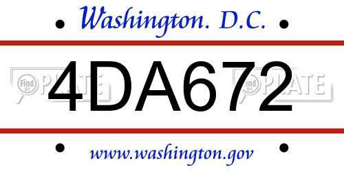 4DA672 District Of Columbia License Plate