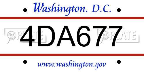 4DA677 District Of Columbia License Plate