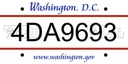 4DA9693 District Of Columbia License Plate