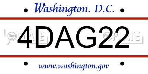 4DAG22 District Of Columbia License Plate