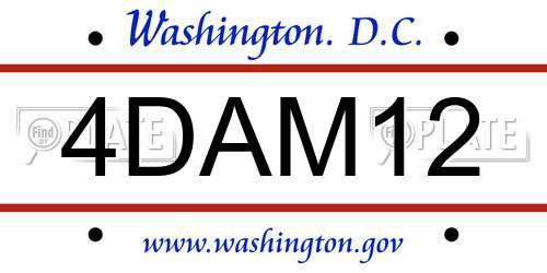 4DAM12 District Of Columbia License Plate