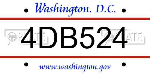4DB524 District Of Columbia License Plate