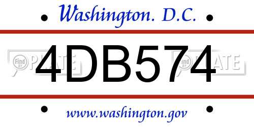 4DB574 District Of Columbia License Plate