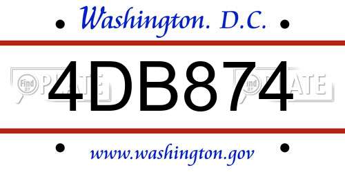 4DB874 District Of Columbia License Plate