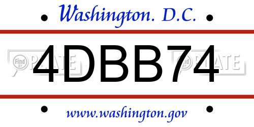 4DBB74 District Of Columbia License Plate