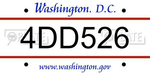 4DD526 District Of Columbia License Plate