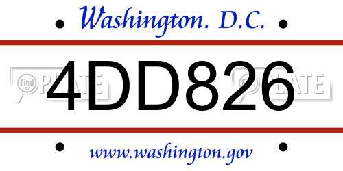 4DD826 District Of Columbia License Plate