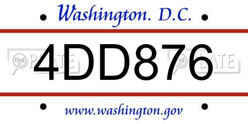 4DD876 District Of Columbia License Plate