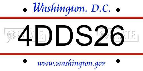 4DDS26 District Of Columbia License Plate