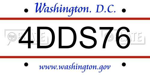 4DDS76 District Of Columbia License Plate
