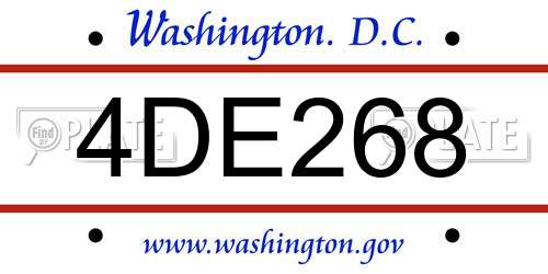 4DE268 District Of Columbia License Plate