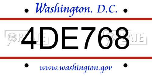4DE768 District Of Columbia License Plate