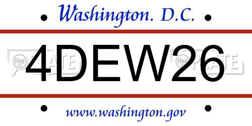 4DEW26 District Of Columbia License Plate