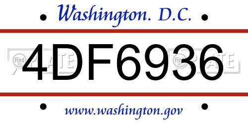 4DF6936 District Of Columbia License Plate
