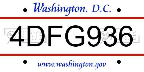 4DFG936 District Of Columbia License Plate
